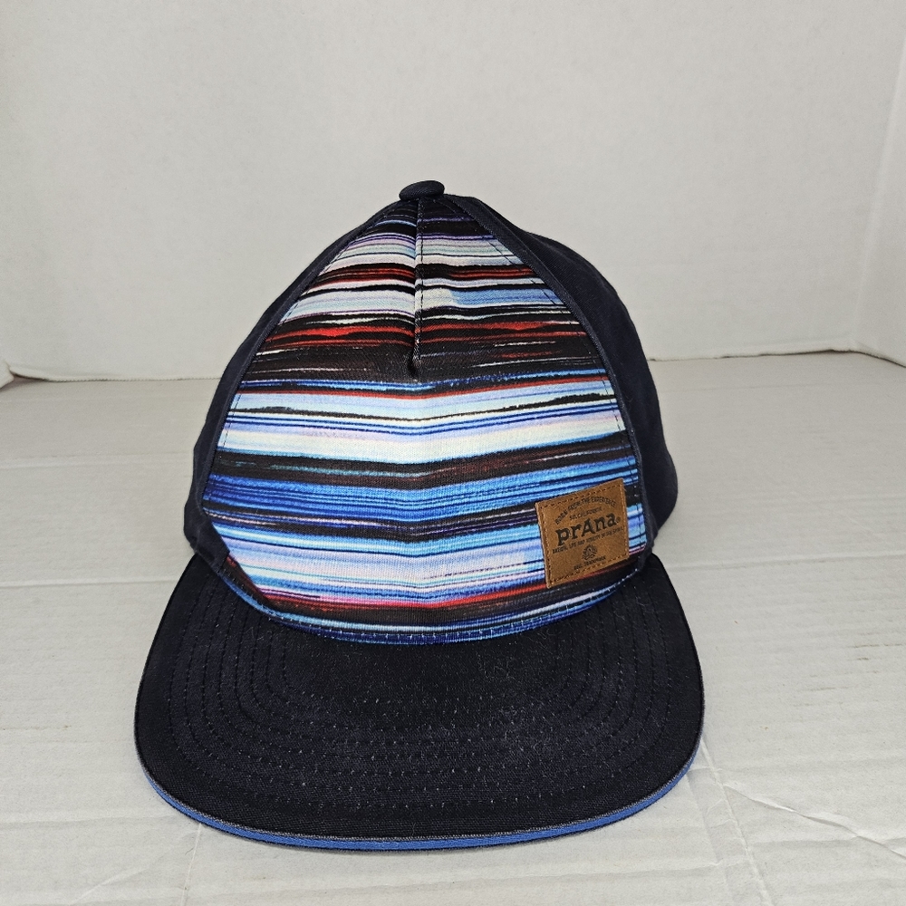 Prana Kostello Nautical Water Color Stripe Organic Cotton Snapback Hat One Size